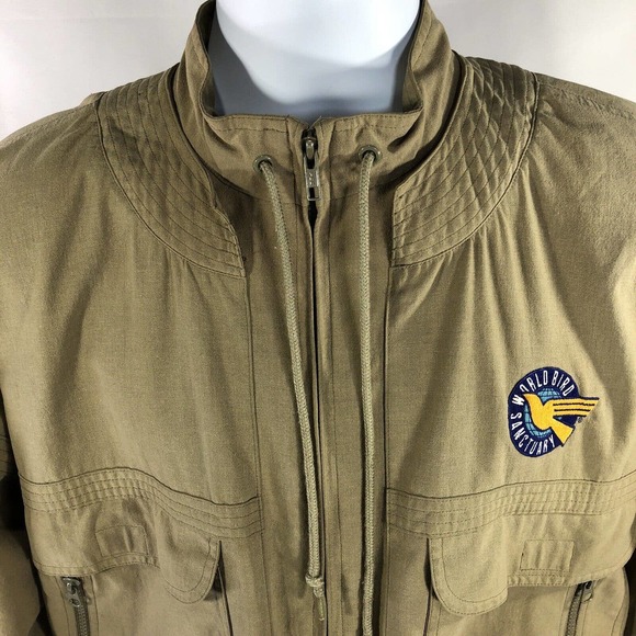 World Bird Sanctuary Jacket Full Zip Mock Neck Kahki Long Sleeve Approx Size M/L - Picture 4 of 16